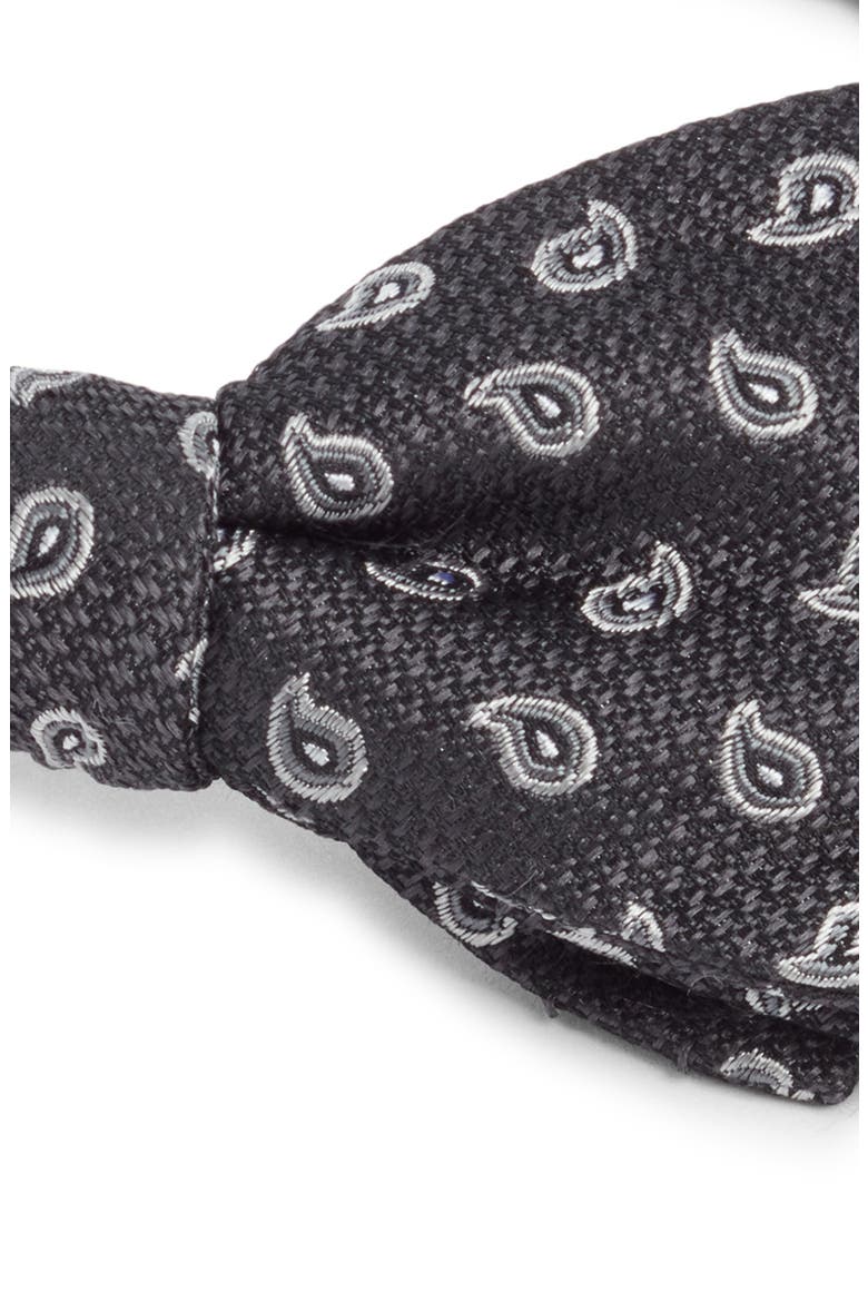 Paisley Jacquard Pre-Tied Silk Bow Tie, Alternate, color, BLACK
