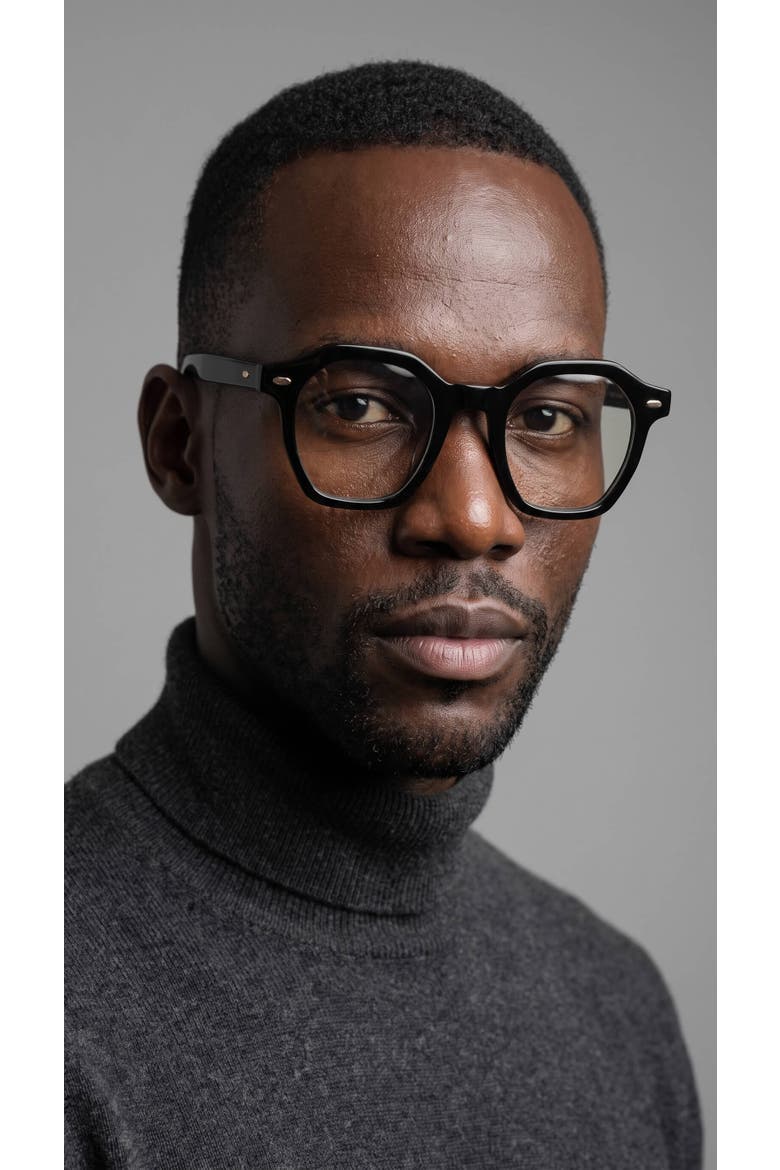 Focused 46mm Geometric Eyeglasses, Alternate, color, Obsidian Black