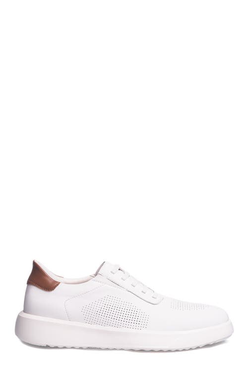 Marc Joseph New York Harbor Road Hands Free Technology Lightweight Leather Perforated Sneaker In White