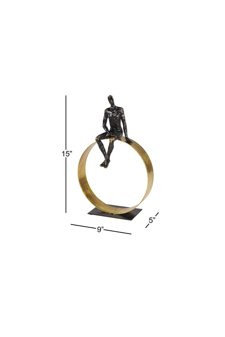 Black Polystone Modern People Sculpture, Alternate, color, BLACK