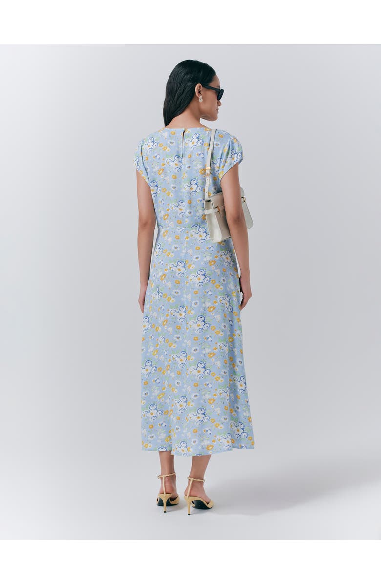 Ghost London Blair Crepe Floral Sleeveless Midi Dress, Alternate, color, Blue Country Flowers