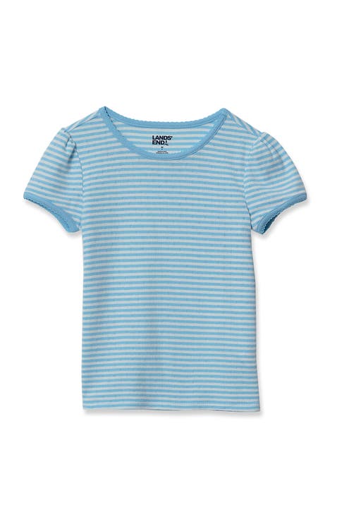 Girls Short Sleeve Pointelle Knit Tee