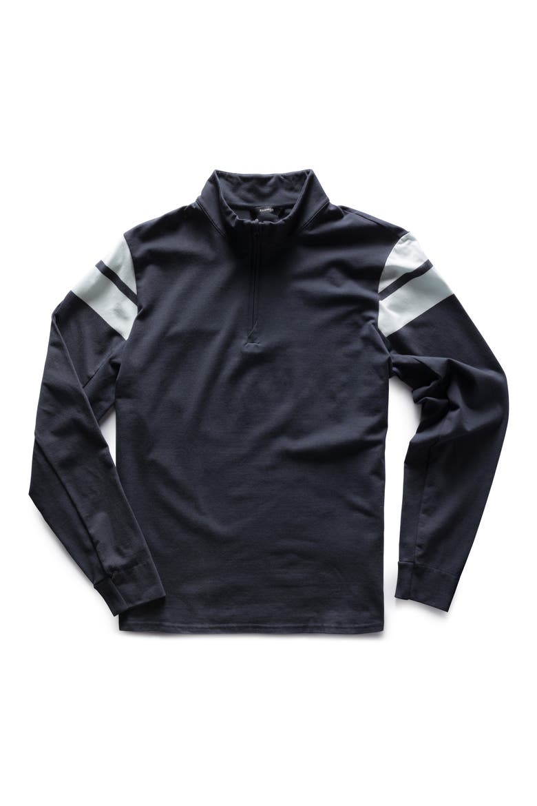 Colton Stretch Organic Cotton Quarter Zip Pullover, Main, color, BLUE GRAPHITE/ SNOW WHITE
