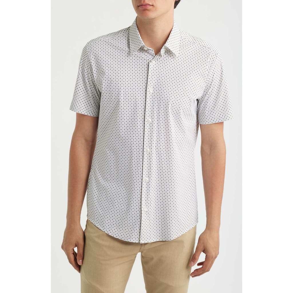 Hugo Boss Boss Roan Kent Slim Fit Short Sleeve Performance Button-up Shirt In Multi