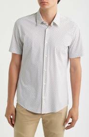 BOSS Roan Kent Slim Fit Short Sleeve Performance Button-Up Shirt