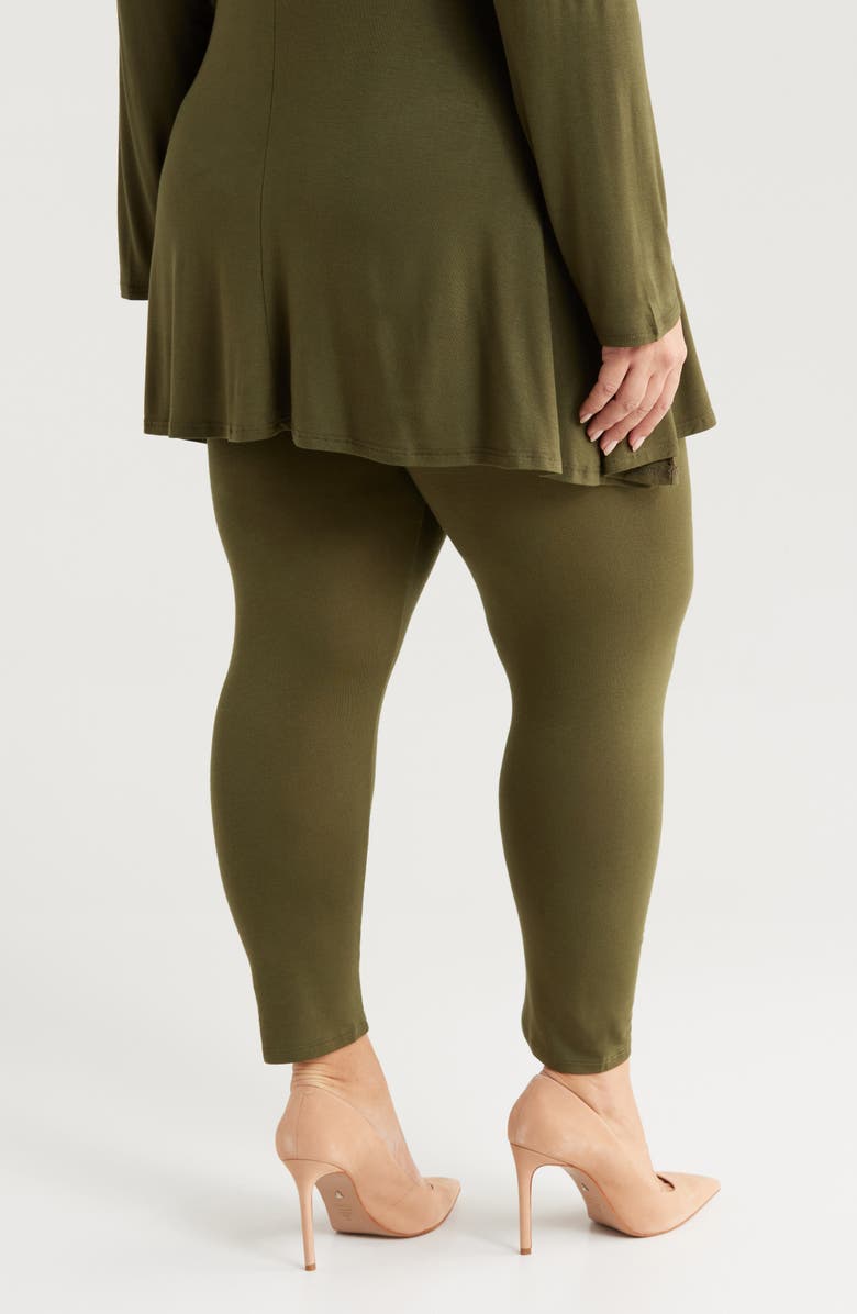 24seven Comfort Apparel Comfortable Ankle Leggings, Alternate, color, Olive