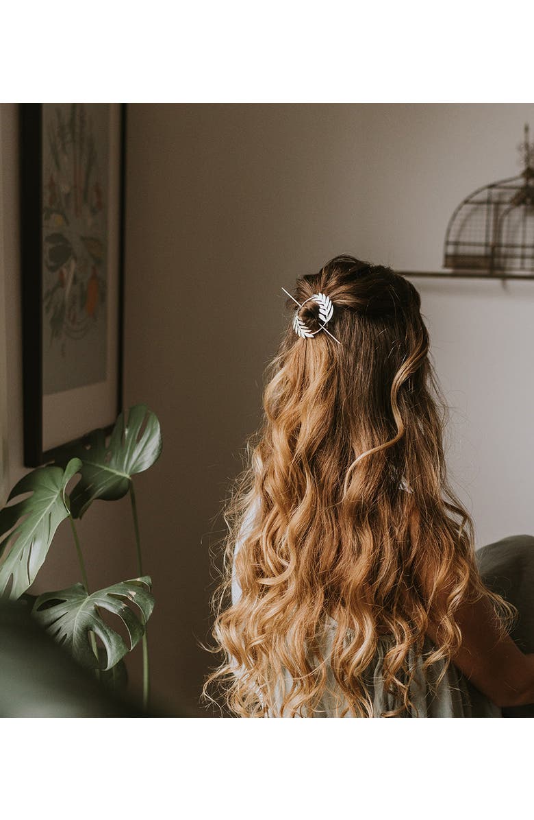 Matr Boomie Kavya Hair Slide with Stick, Alternate, color, Silver Fern