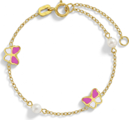 In Season Jewelry 14k Pink Enamel Butterfly Girls Bracelet