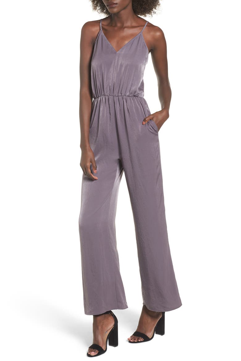 Satin Jumpsuit, Main, color, DARK GREY