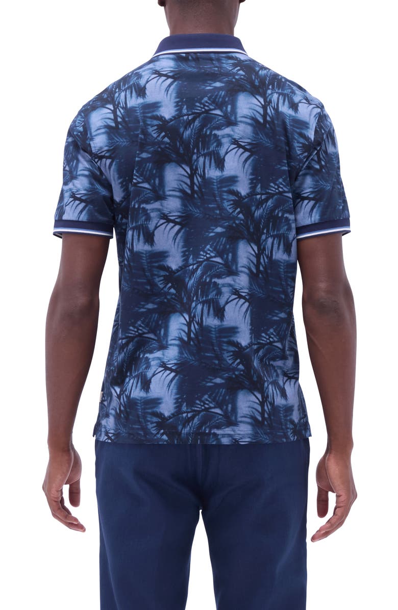 Bugatchi Tipped Palm Tree Print Pima Cotton Polo, Alternate, color, 