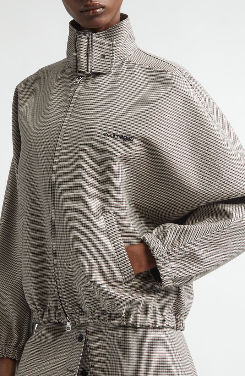 Courrèges Buckle Houndstooth Bomber Jacket, Alternate, color, Natural / Red / Black