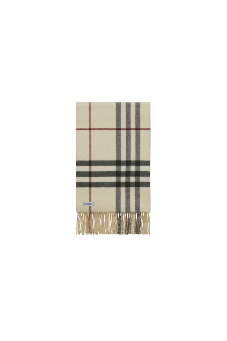 Reversible EKD Check Cashmere Scarf, Alternate, color, Stone beige