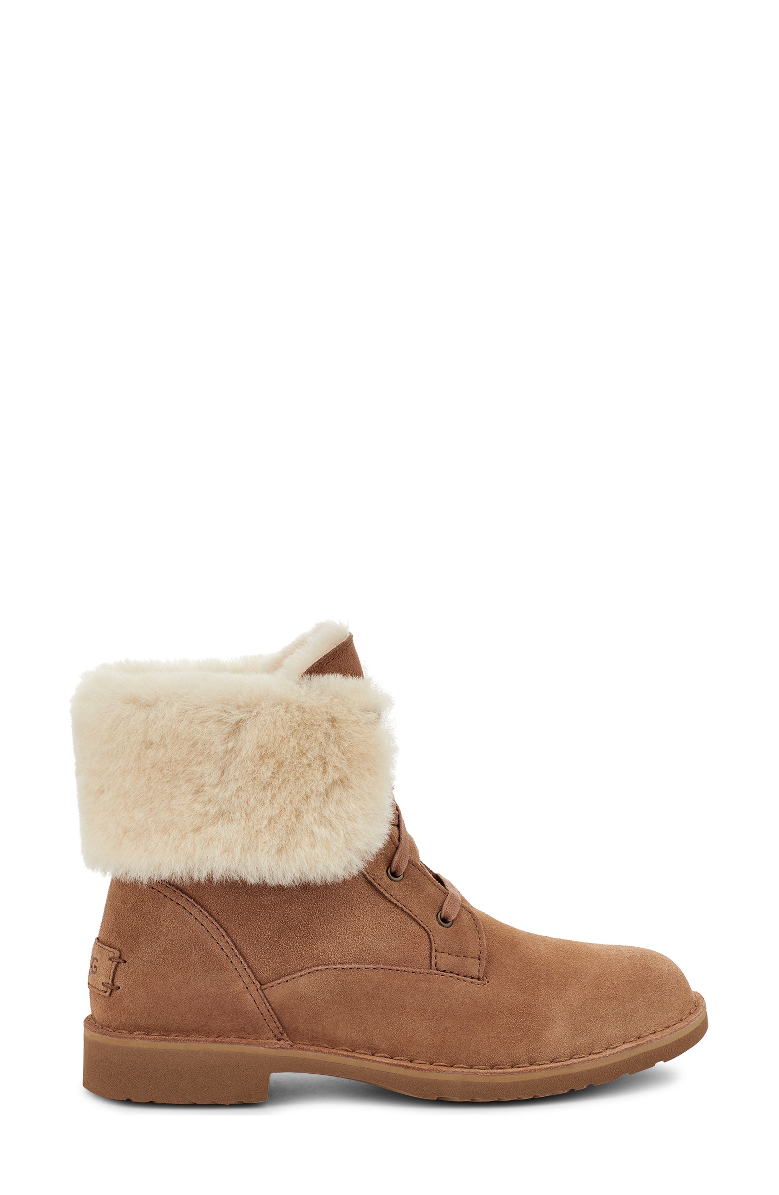 Weylyn Genuine Shearling Bootie, Alternate, color, CHESTNUT SUEDE