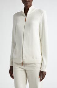 Lafayette 148 New York Cotton & Silk Knit Bomber Jacket