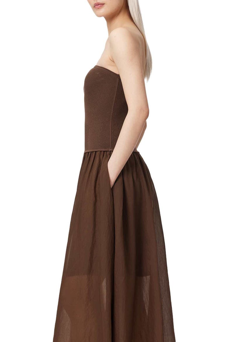 Tegan Strapless Dress, Alternate, color, PENNY BROWN
