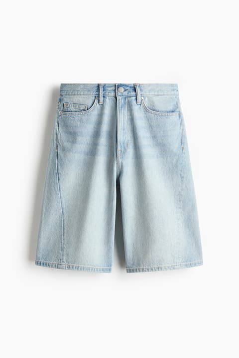 Baggy Twist-detail Denim Shorts