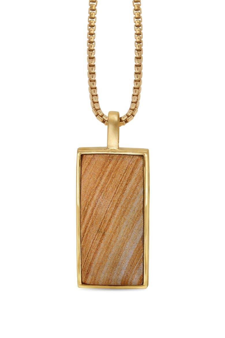 Wood Jasper Sterling Silver Men Tag Necklace, Main, color, 14KT Gold Vermeil on Sterling