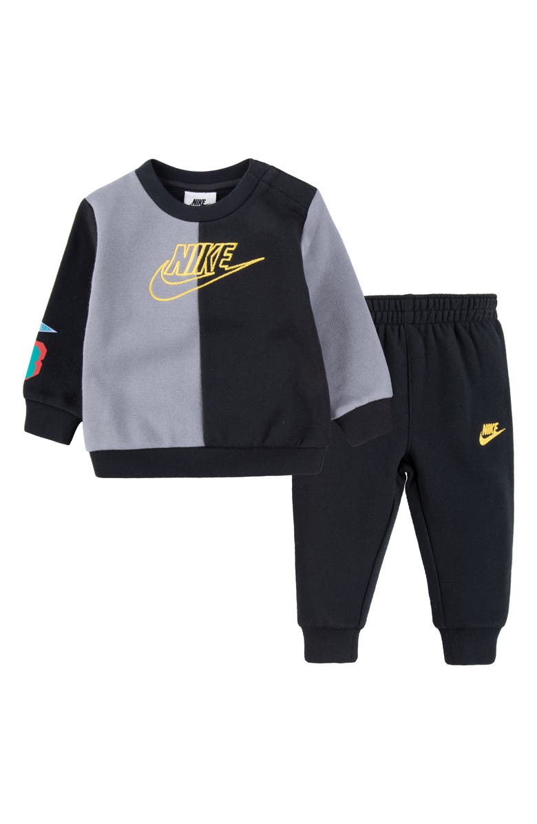 Nike Sportswear Amplify Crewneck Sweatshirt & Joggers Set, Main, color, Black