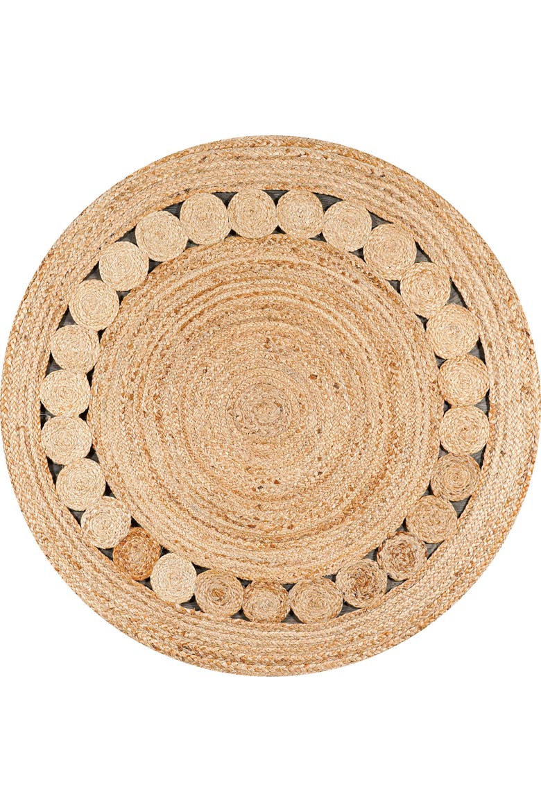 Dahlia Round Natural Jute Boho Circle Natural Round Area Rug, Main, color, Natural