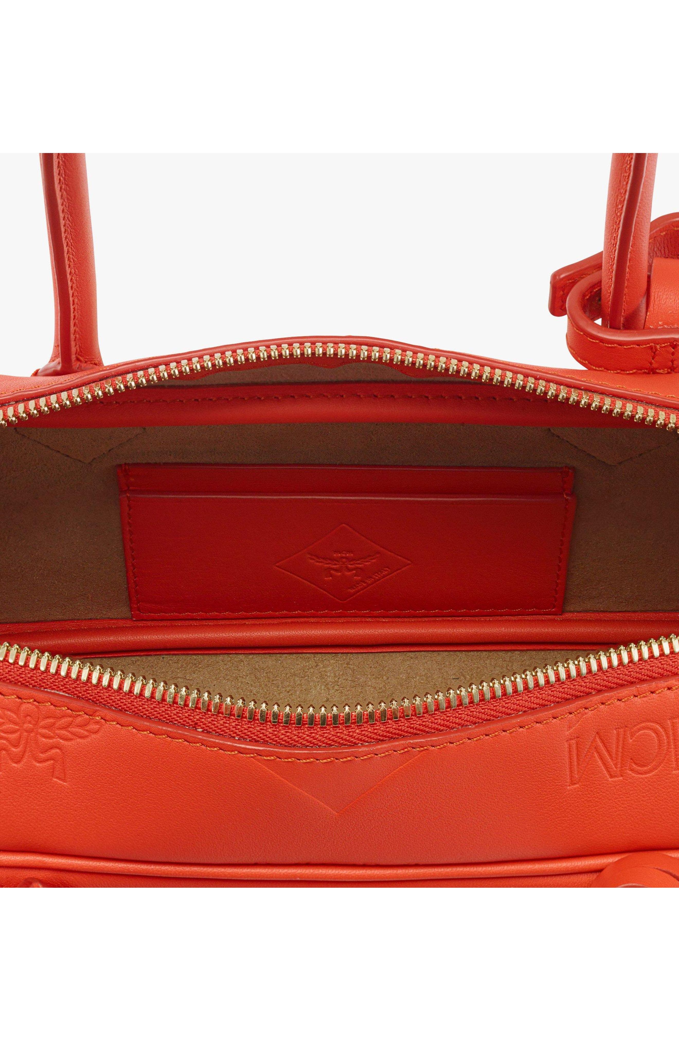 MCM Aren Shoulder Bag in Maxi Monogram Leather, Alternate, color, Orange