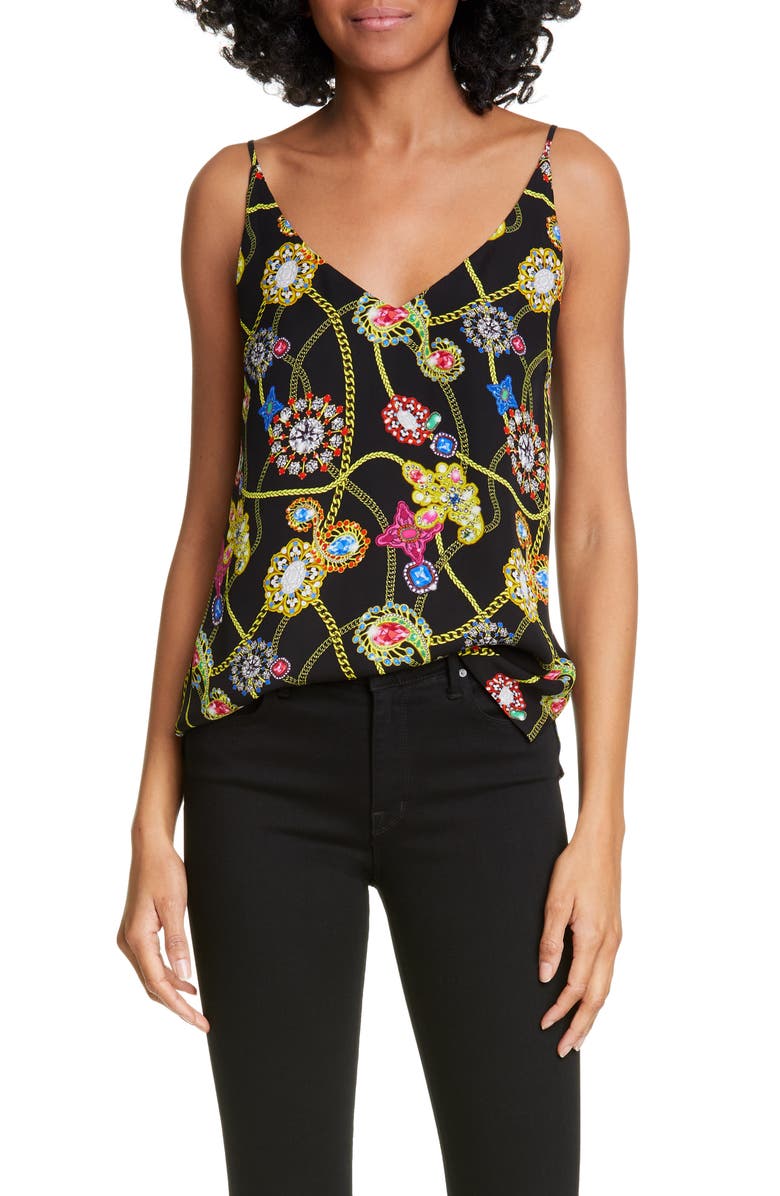 L'AGENCE Gabriella Jewel Print Silk Camisole, Main, color, 