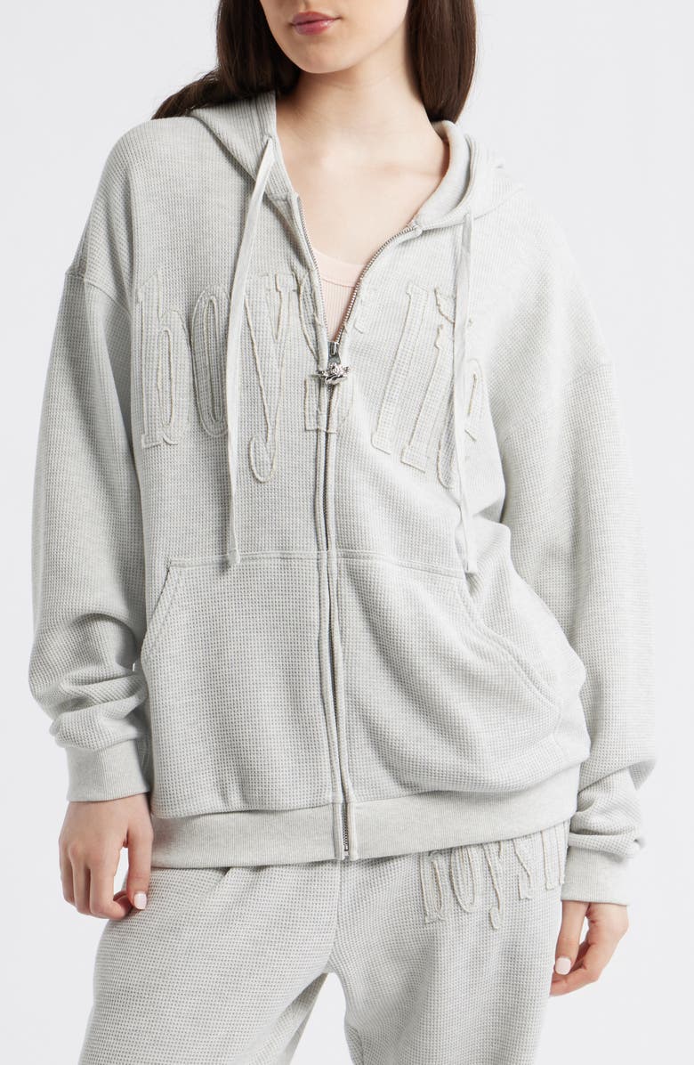 BOYS LIE <p>Grey Area Thermal Zip Sweatshirt</p>, Alternate, color, Heather Grey