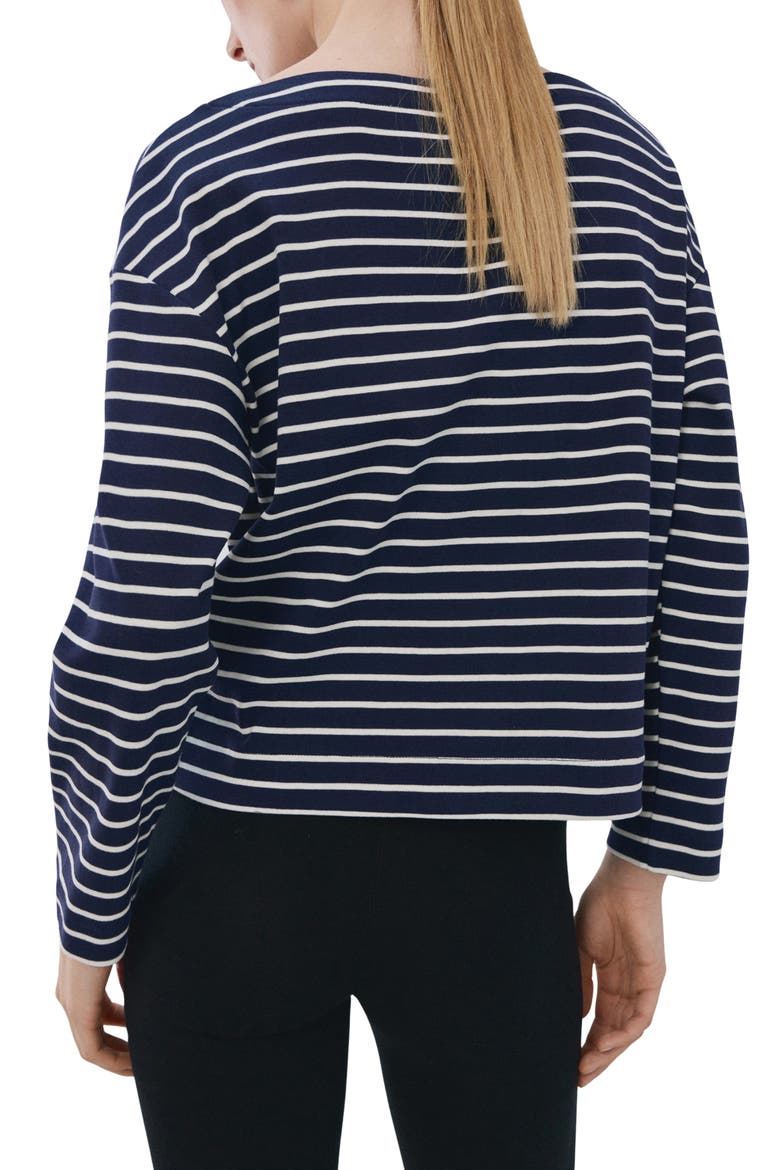 Stripe Boatneck Sweatshirt, Alternate, color, NAVY