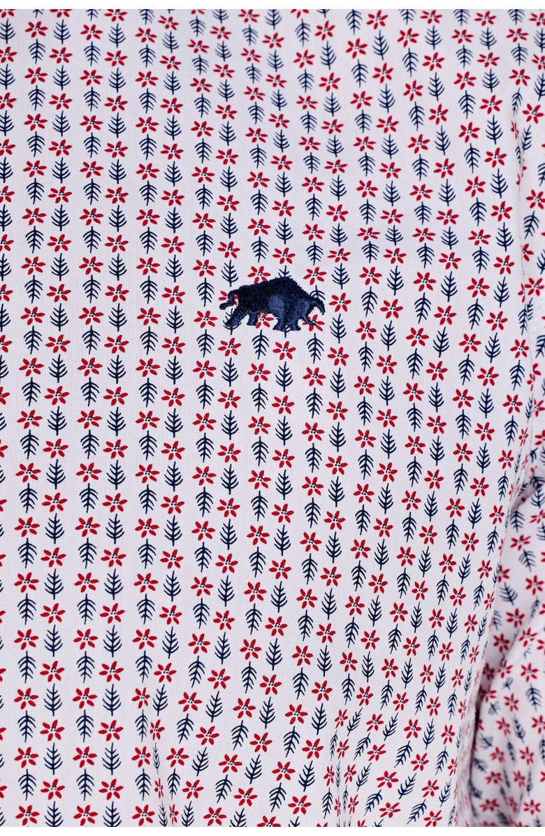 Raging Bull Short Sleeve Flower Cotton Poplin Shirt, Alternate, color, White