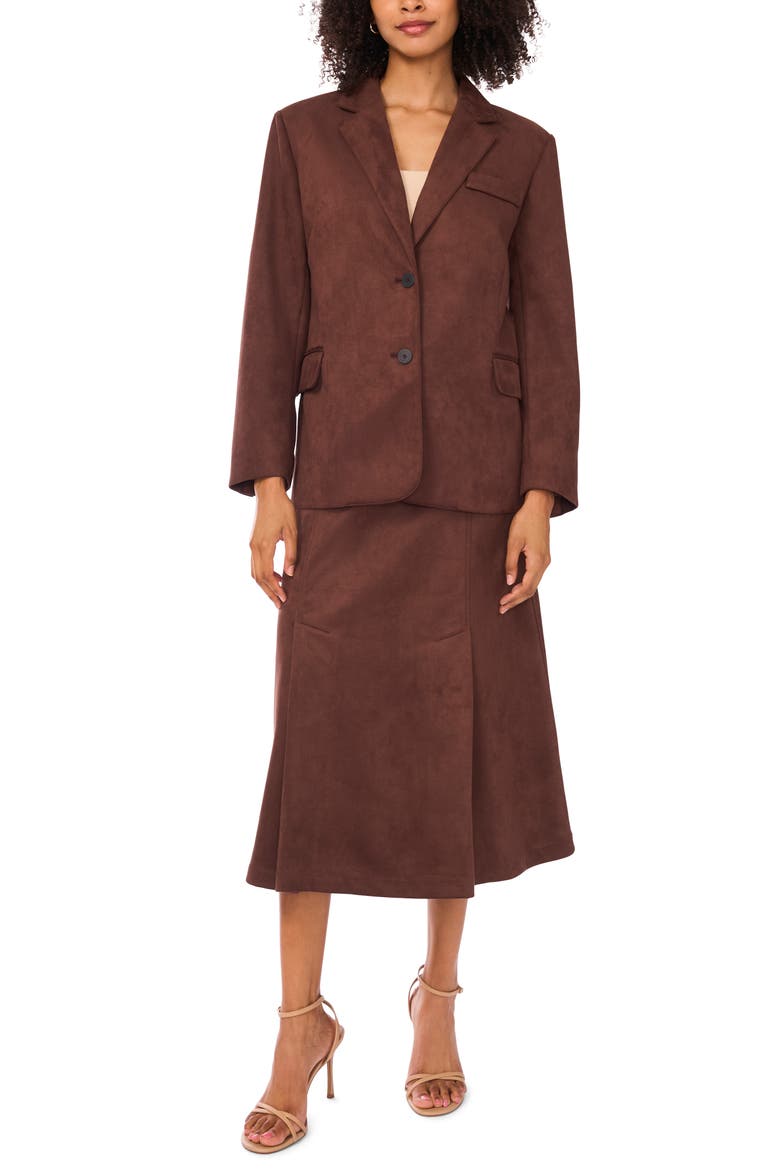 Faux Suede Blazer, Alternate, color, CHOCOLATE