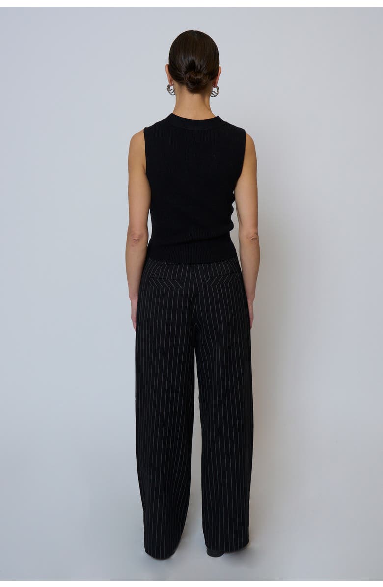 Central Park West Astrid Pinstripe Vest, Alternate, color, Black