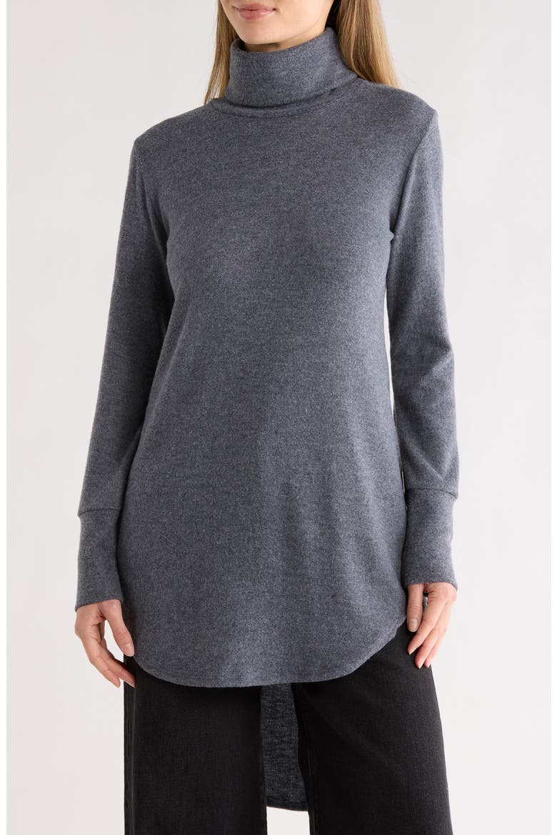 Turtleneck High-Low Tunic Sweater, Main, color, CHARCOAL