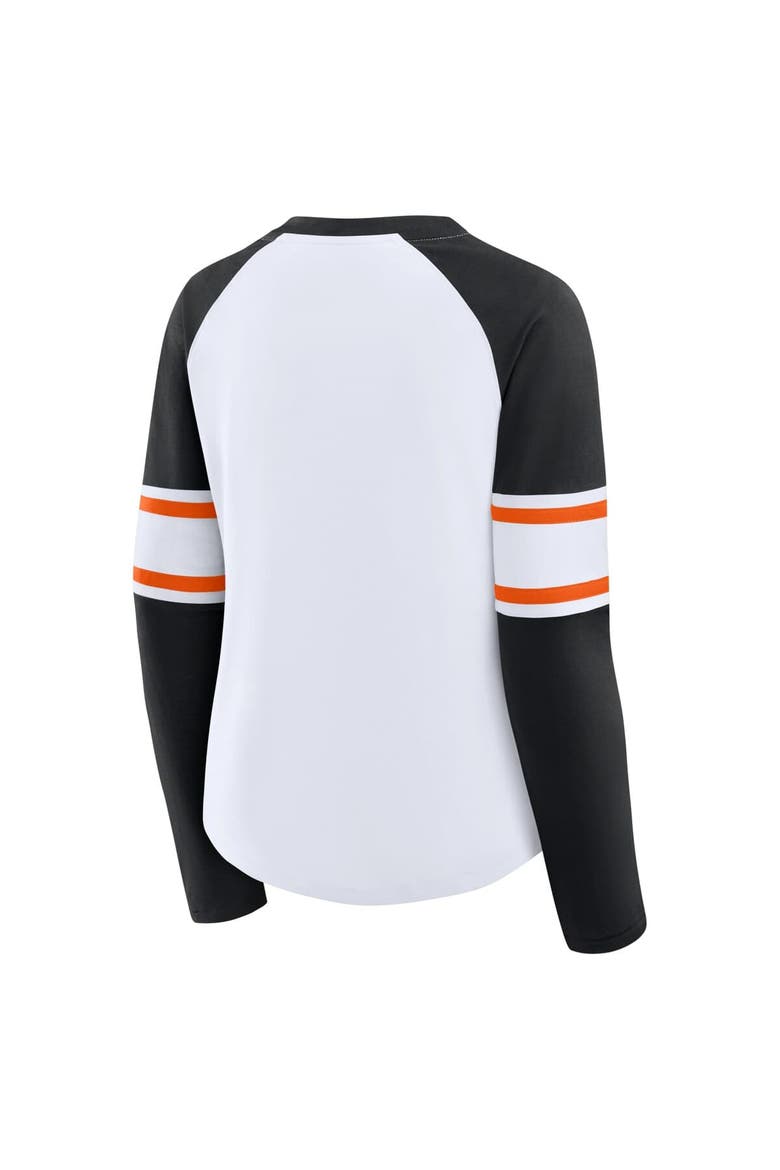 Women's Fanatics White/Black Cincinnati Bengals Redzone Blitz Package Raglan Lace-Up V-Neck Long Sleeve T-Shirt, Alternate, color, White