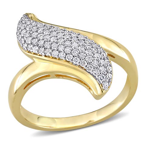 Diamond Swirl Ring Yellow-Plated Silver