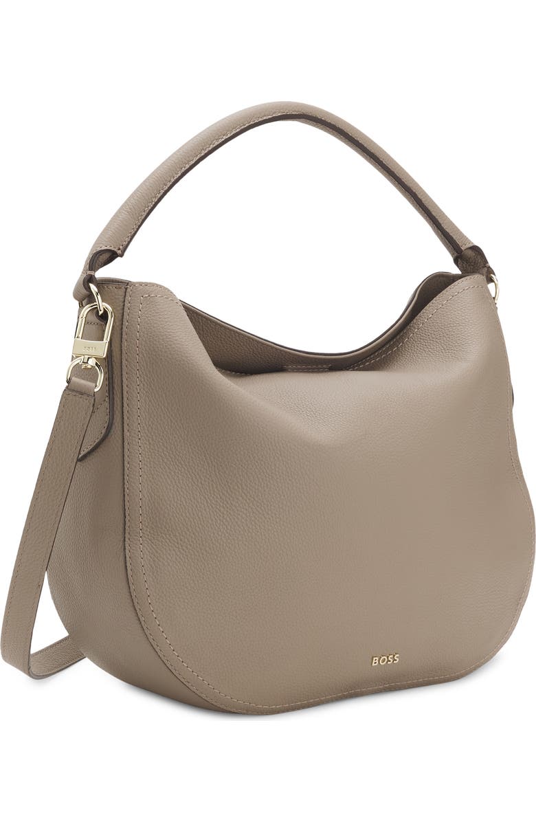 HUGO Lenah Leather Shoulder Bag, Alternate, color, Open Brown