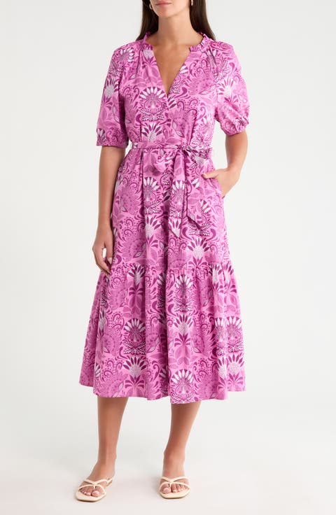 Wynette Belted Tiered Midi Dress