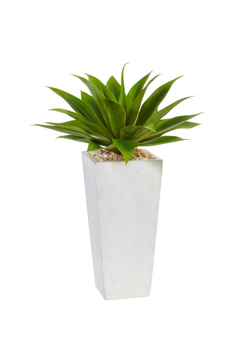 Agave Artificial Plant in White Planter, Main, color, Green