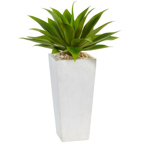 Agave Artificial Plant in White Planter