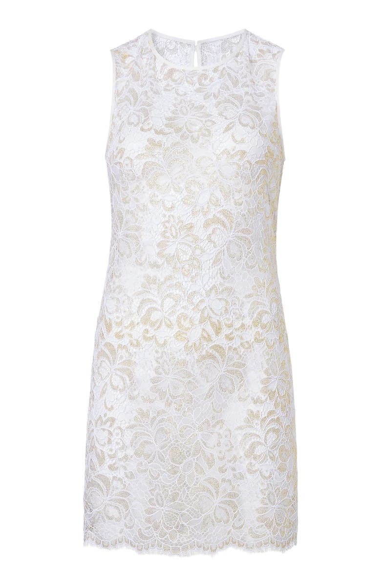 STYLEST AquaLace Quick-Dry Shift Dress Cover-Up, Alternate, color, Gold Floral Lace