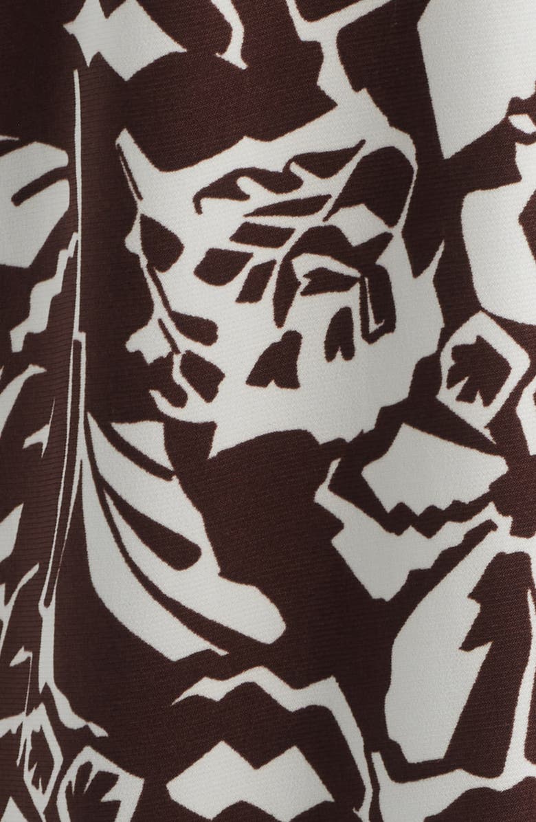AK ANNE KLEIN Floral Print Cap Sleeve Shirt, Alternate, color, Dark Chocolate/ White Dove
