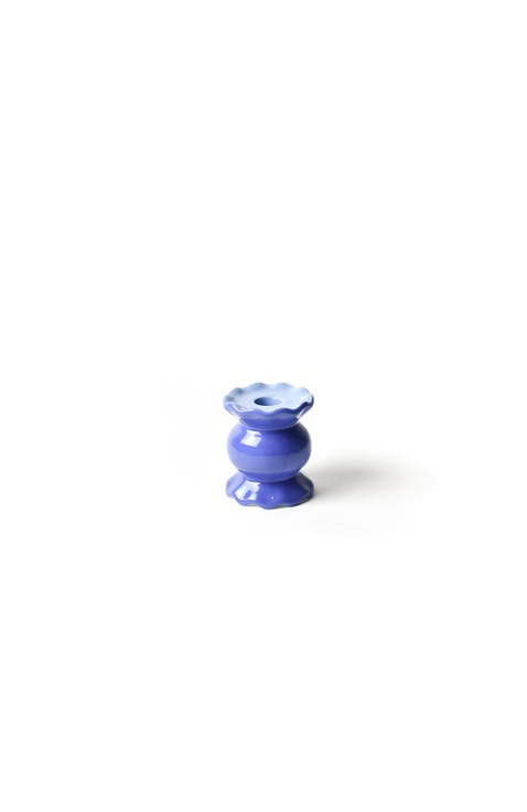 Iris Blue Small Ruffle Knob Candle Holder