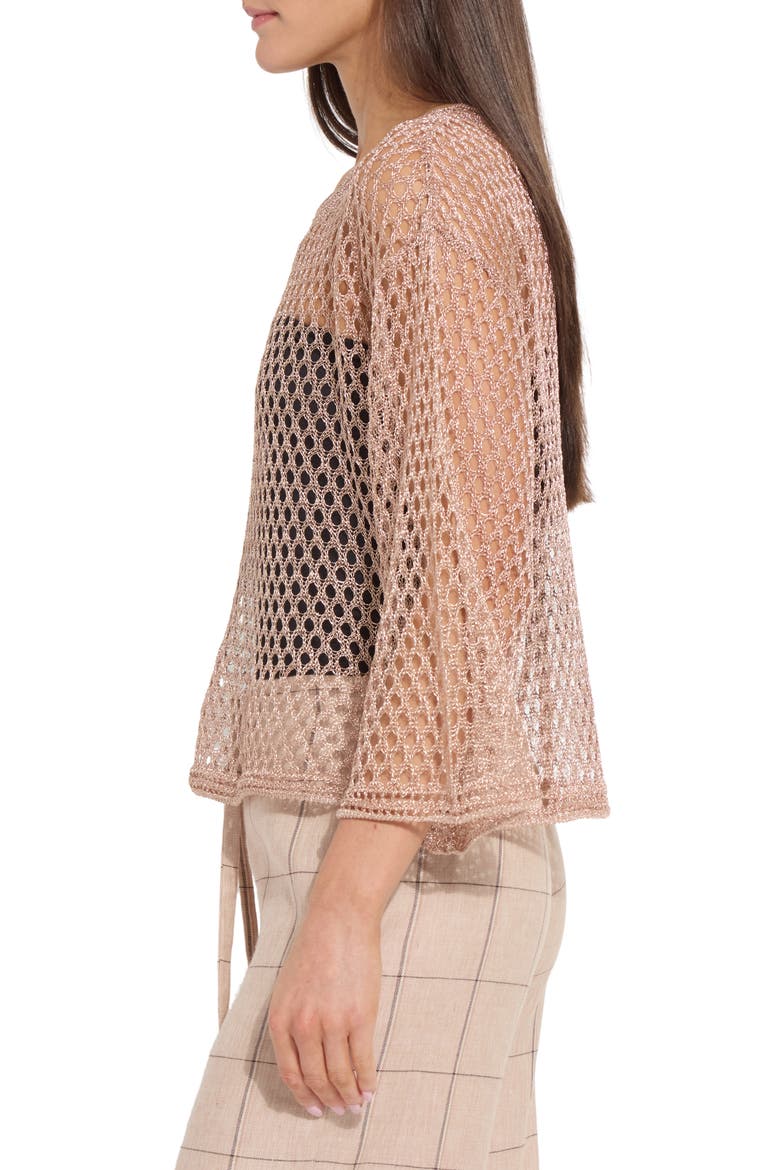 Lettie Metallic Mesh Sweater, Alternate, color, SPARKLING ROSE