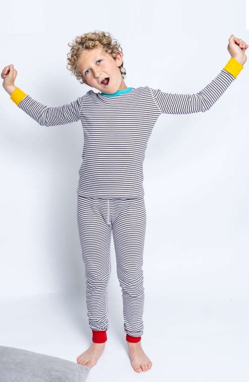 MIGHTLY MIGHTLY 100% ORGANIC COTTON STRIPE LONG SLEEVE SNUG FIT KIDS PAJAMAS