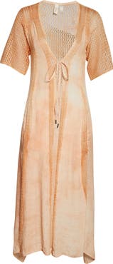 Elan Crochet Inset Long Cotton Cover-Up