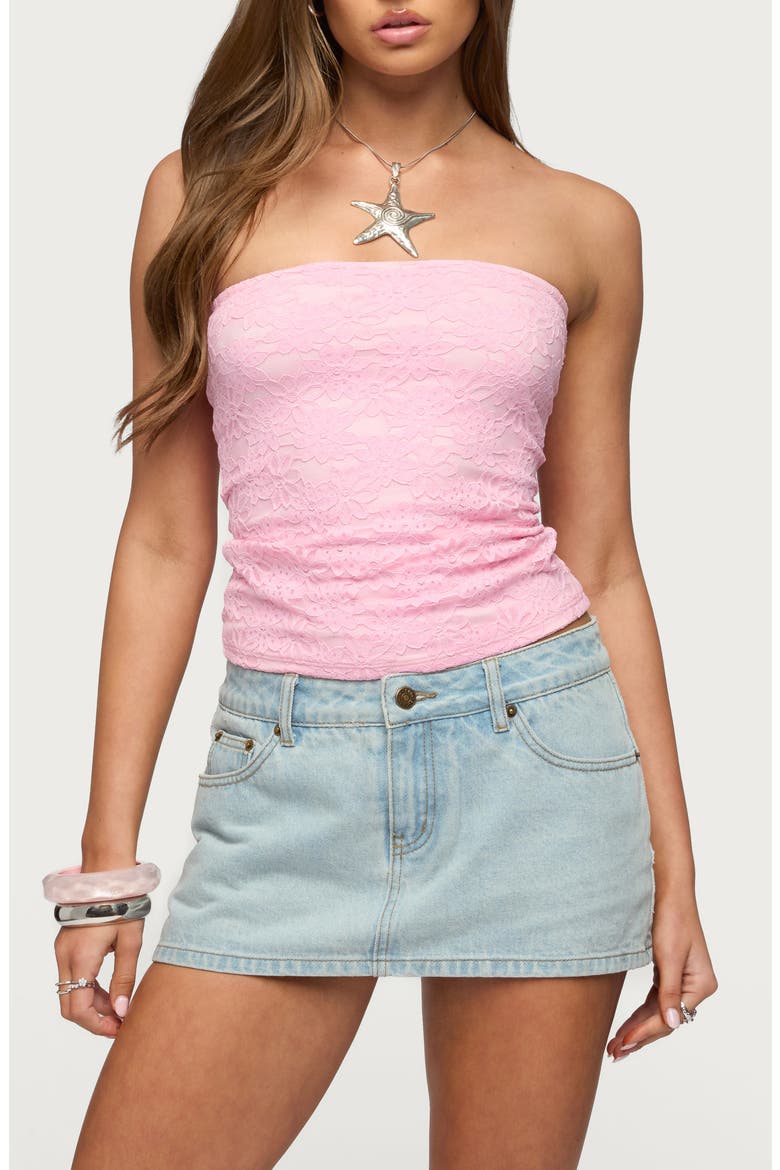 Eleanora Lace Tube Top, Main, color, PINK