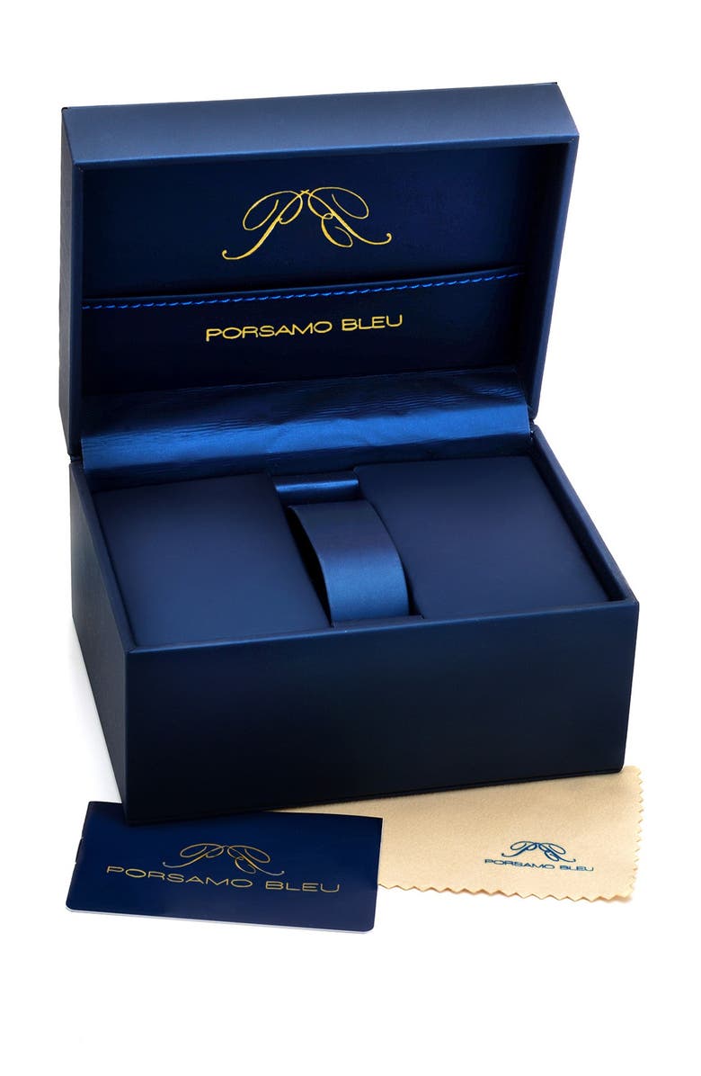PORSAMO BLEU Men's Phileas Embossed Leather Vintage Style Watch, 48mm, Alternate, color,
