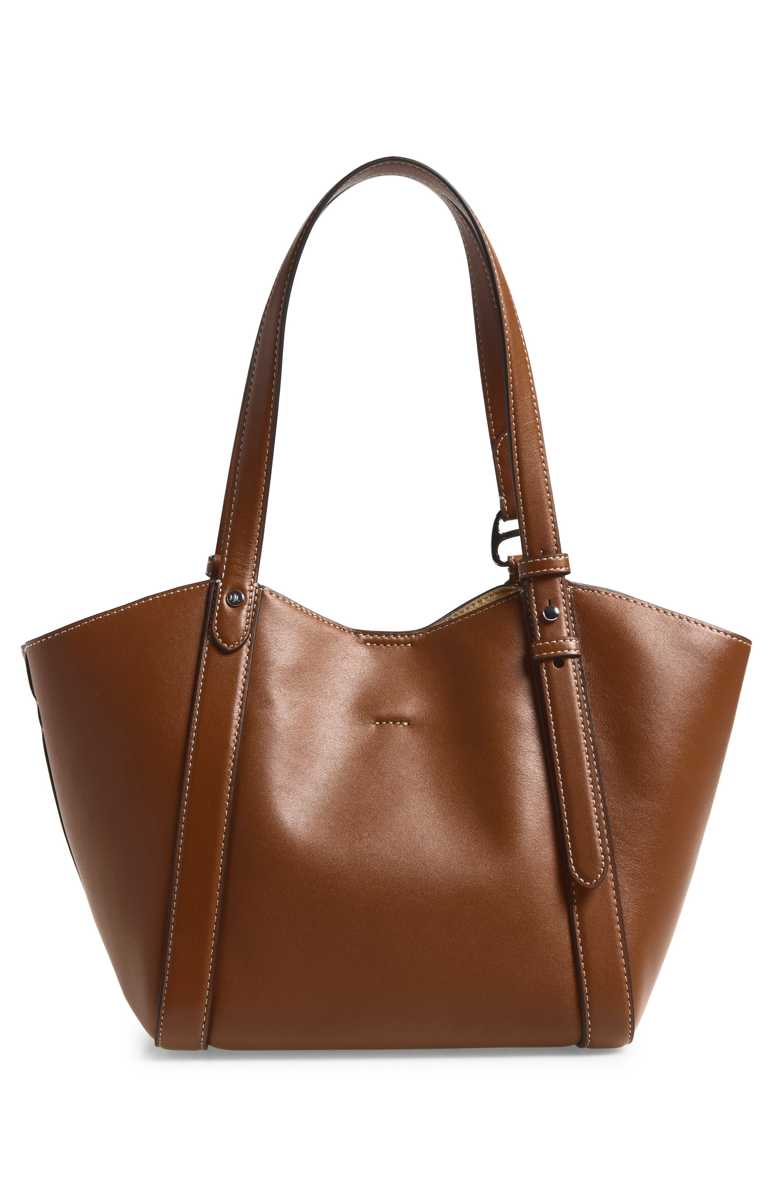 Small Leather Tote, Alternate, color, LAUREN TAN
