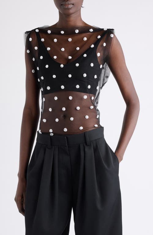 Isabel Marant Elicy Embellished Tulle Top In Black