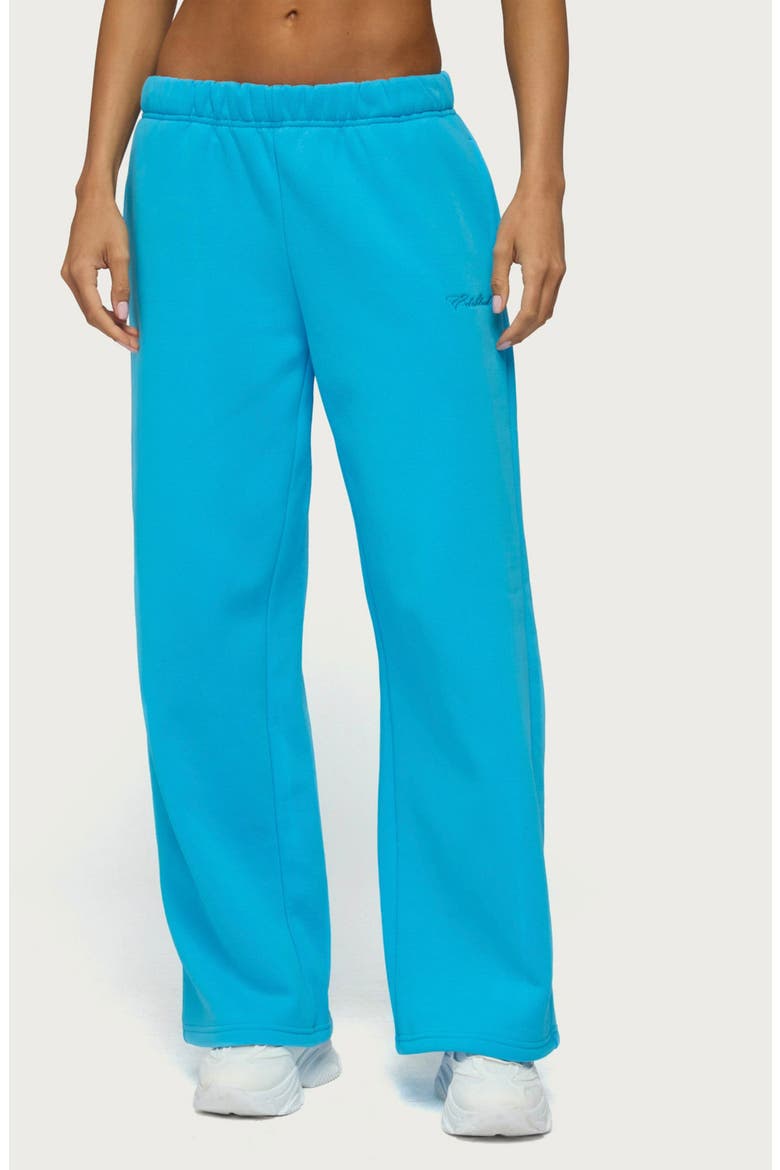 Basic Girl Cotton Blend Wide Leg Sweatpants, Main, color, TURQUOISE