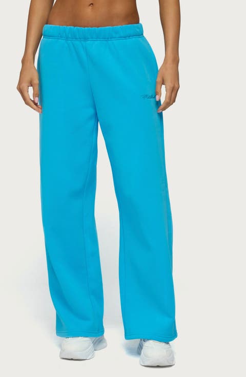 Basic Girl Cotton Blend Wide Leg Sweatpants