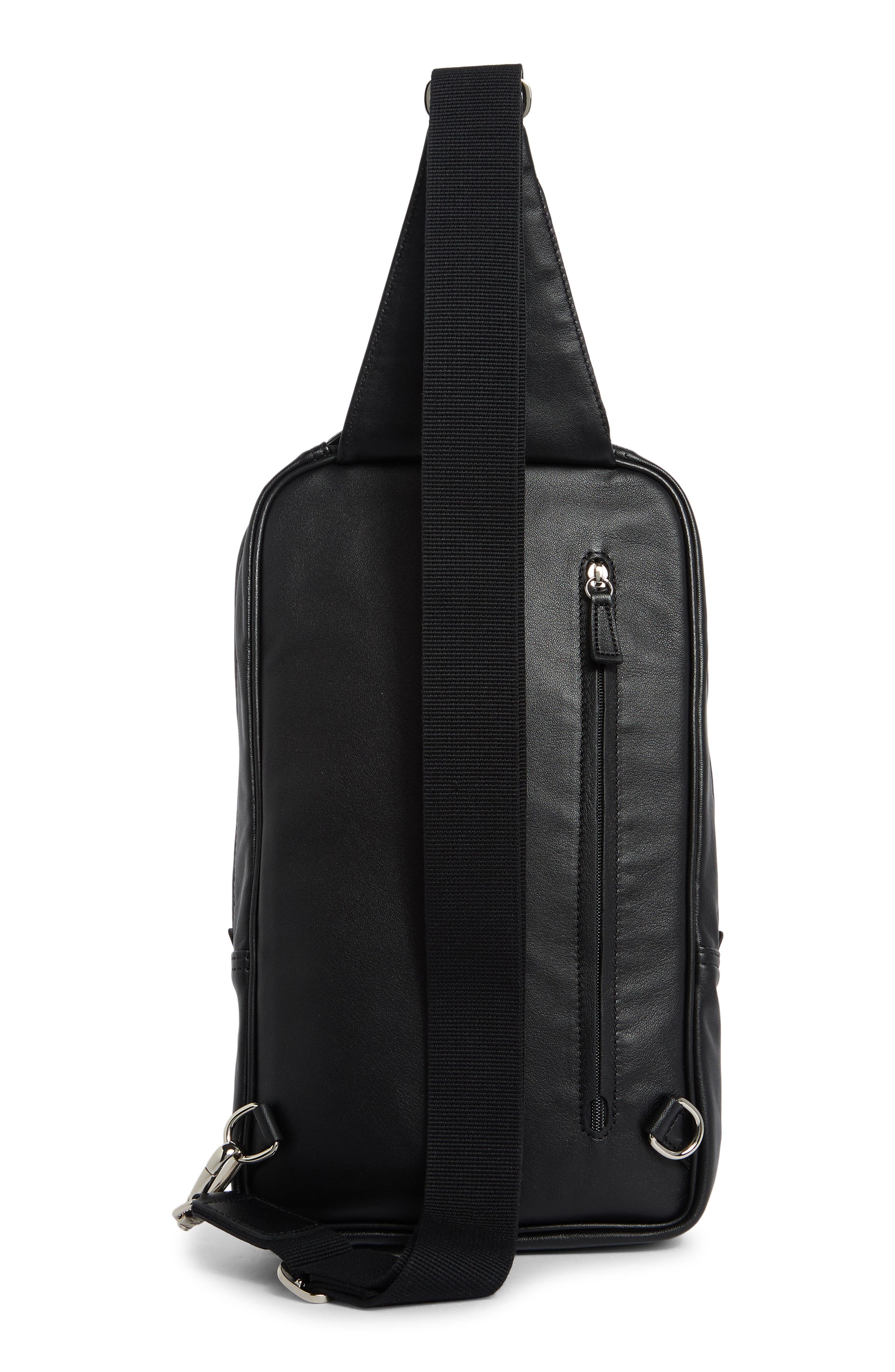 Longchamp Small Parisis Leather Sling Bag, Alternate, color, Black